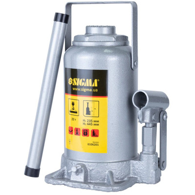 Домкрат Sigma гідравлічний пляшковий 20т H 235-445мм (6106201) Вінниця - фото 1