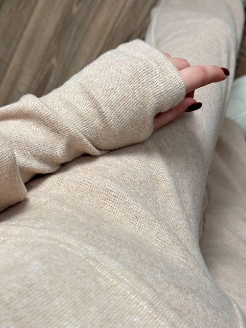 Женский базовый теплый костюм: кофта и штаны Турецкая Ангора Беж, 42/46 Одесса - изображение 3