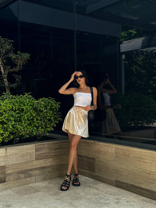 Женский летний костюм двойка: юбка на запах и топ вискоза + атлас Одесса - изображение 4