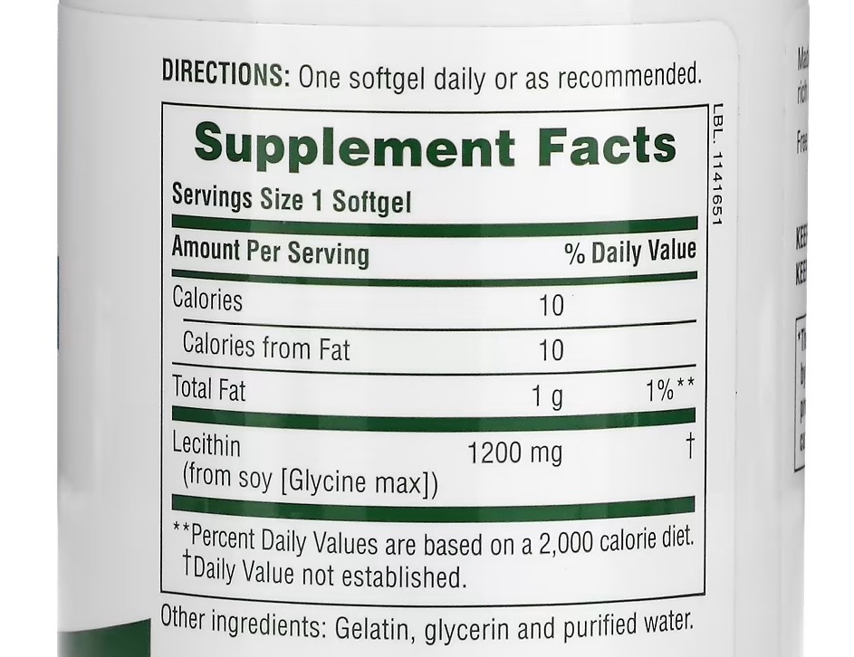 Лецитин соевый (Lecithin), Natures Plus, 1200 мг 90 капсул Киев - изображение 3