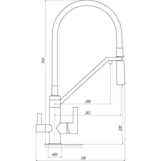 Змішувач  для кухні під осмос TOPAZ SARDINIA TS 8812-H24-PVD-S гнучкий вилив-душ, нікель.D35,TAQ-M10 Тернопіль