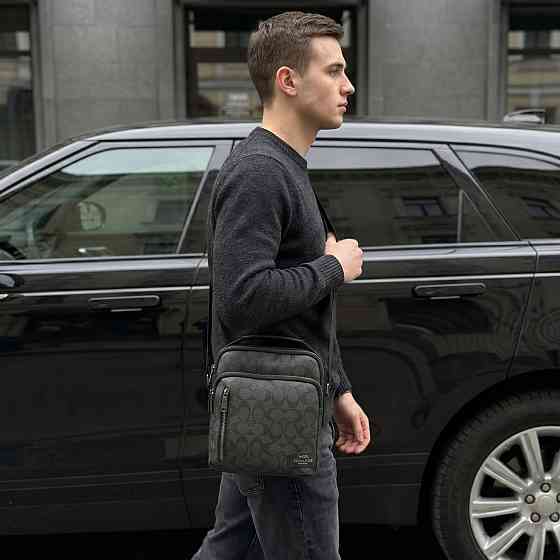 Мужская барсетка, сумка на плечо Coach (2515) серая Киев