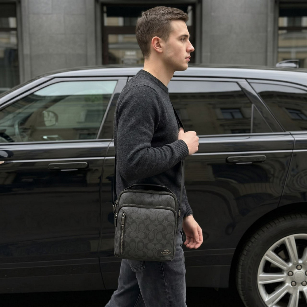 Мужская барсетка, сумка на плечо Coach (2515) серая Киев - изображение 2