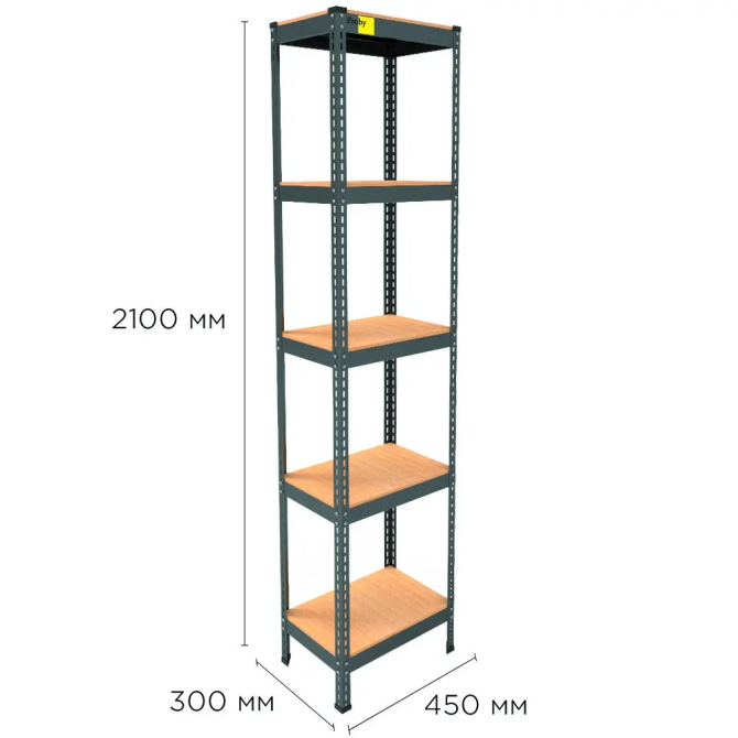 Металевий стелаж Emby Light Series (розмір 2100х450x300мм) 5 полиць ДСП до 100кг Чорний Вінниця - фото 3