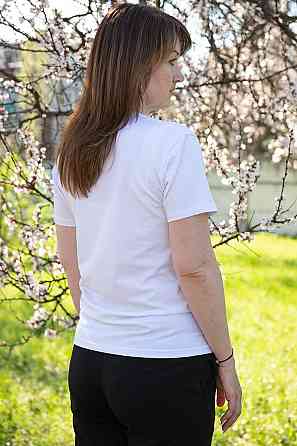 Футболка жіноча з вишивкою, чорна, біла 95% бавовна топ Київ