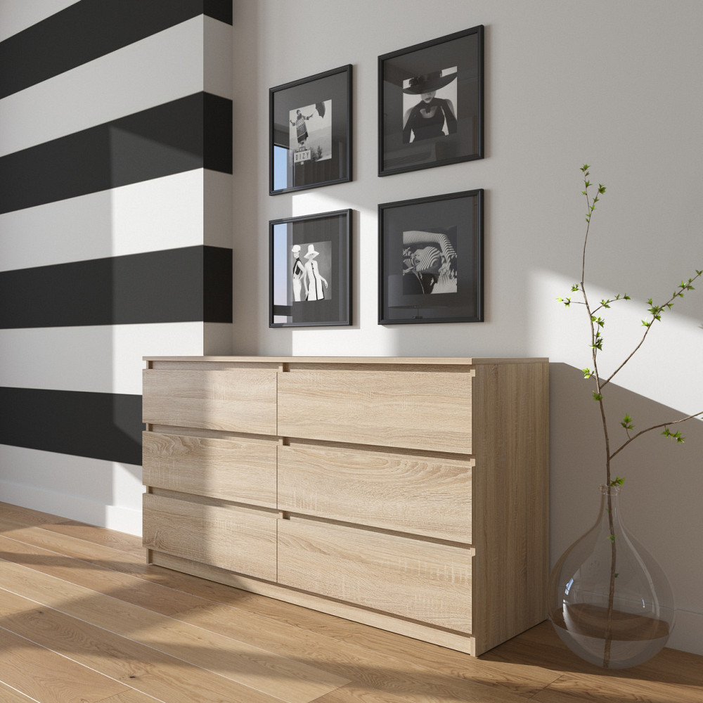 Комод VAYS R-7, 6 шухляд без ручок, ЛДСП, 140×40×75 см – для дому, офісу, вітальні, спальні Львів - фото 4