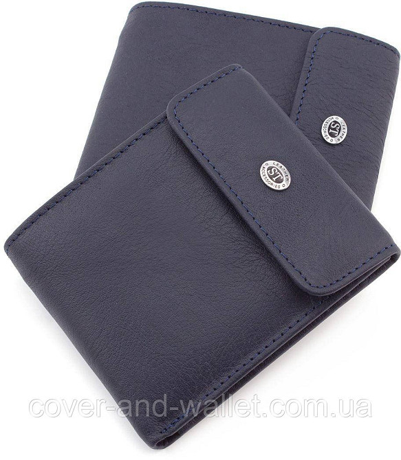 Оригинальный кожаный мужской кошелёк черного цвета ST Leather Киев - изображение 6