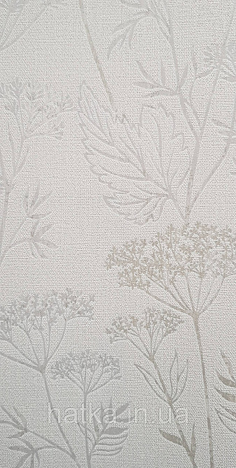 Шпалери вінілові на флізеліні Marburg Memoria 1.06х10 прованс квіти кульбабаба листя сріблясті на білому Київ - фото 3