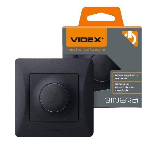 BINERA чорний графіт Вимикач диммерний 600W Videx Житомир