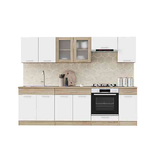 Кухня модульная Эверест Эко набор №5 дуб сонома/нимфея альба (белый) 2.6 м столешница Скай (DTM-071059) Львов