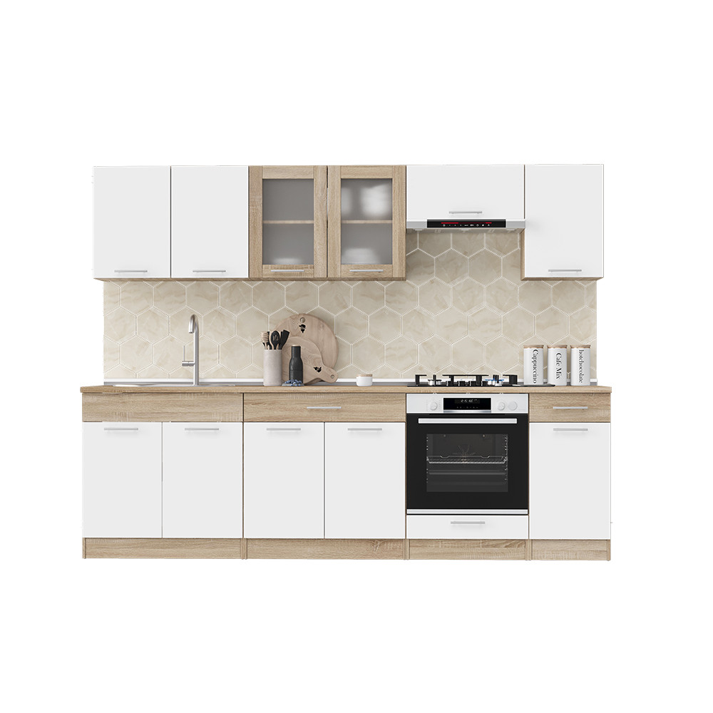 Кухня модульная Эверест Эко набор №5 дуб сонома/нимфея альба (белый) 2.6 м столешница Скай (DTM-071059) Львов - изображение 2