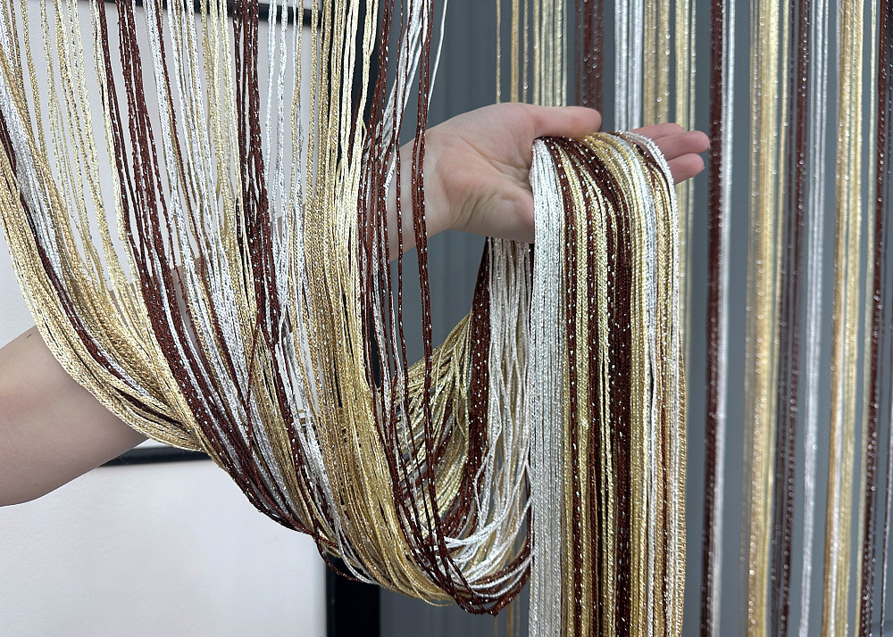 Шторы-нити с люрексом Бежевый с молочным, коричневым и белым 300х300см 1 шт (61-103) Киев - изображение 6