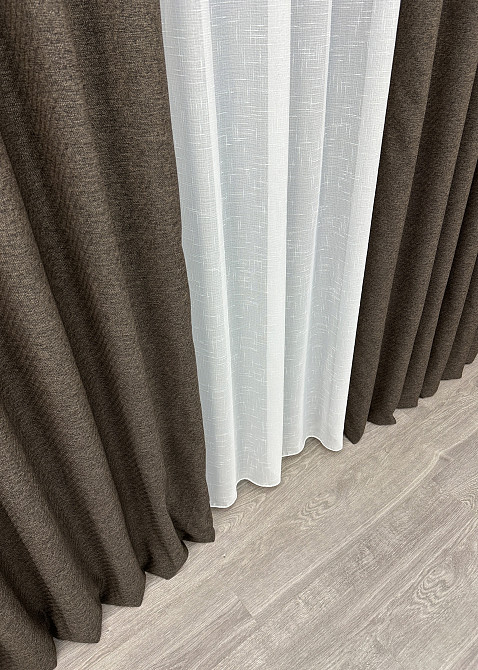 Шторная ткань премиум класса лен фактурный, коллекция «ELEMENTA» цвет венге 1867ш Киев - изображение 7