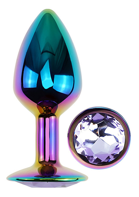 Анальна пробка з кристалом EGZO - Multicolor Round Plug Amethyst size S Sex Aura Київ - фото 2