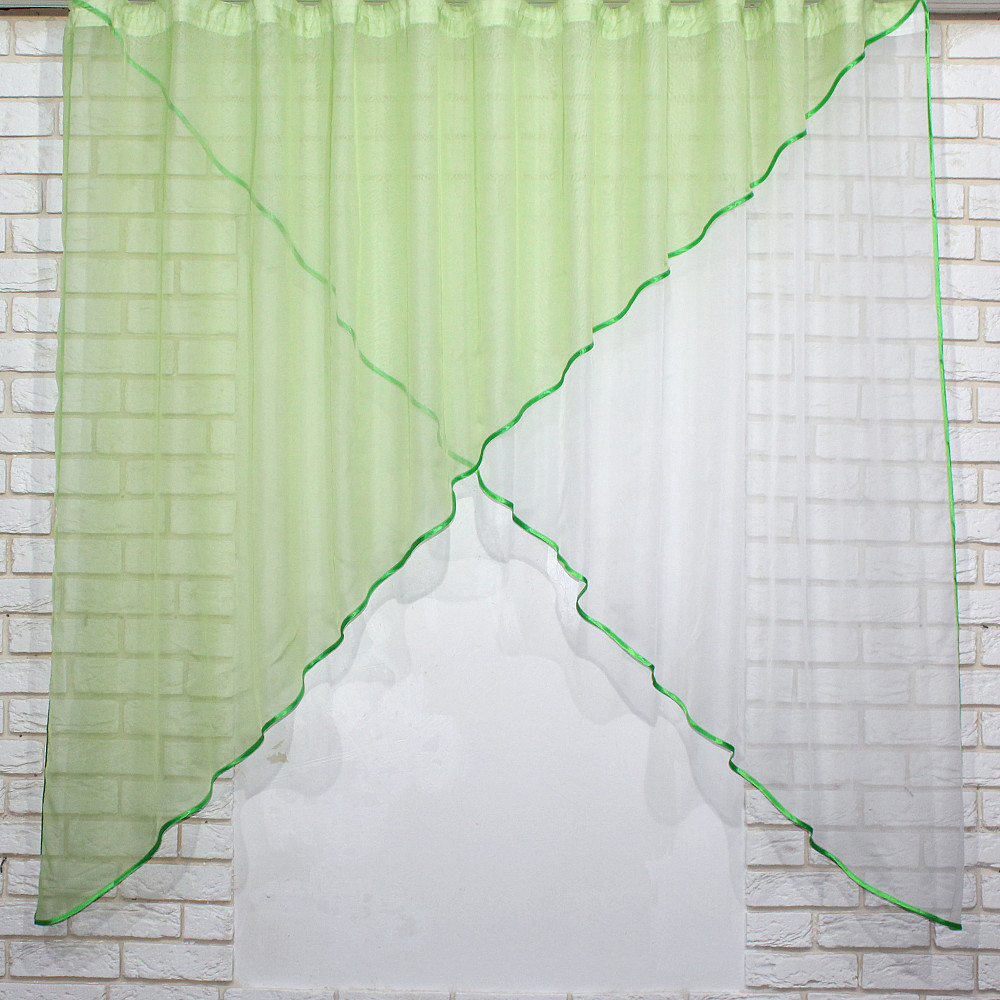 Кухонная занавеска VR-Textil № 053к салатовый с белым 280х170 см (50-045) Киев - изображение 1