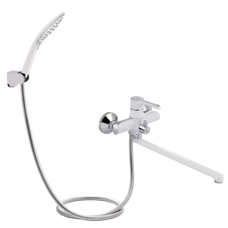 Смеситель для ванны Qtap Grand WCR 005 с душевым гарнитуром, белый / хром Киев - изображение 1