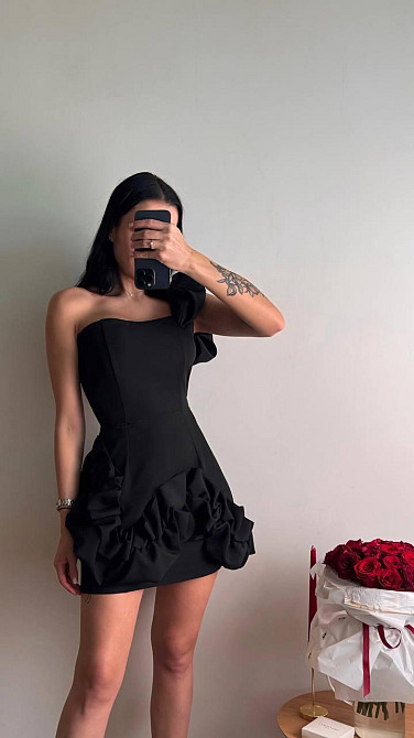 Женское праздничное мини платье с воланами костюмка барби Черный, 44/46 Одесса - изображение 10