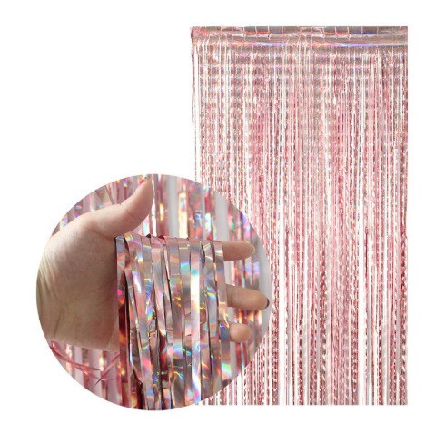 Дощик для фотозони з голограмою 3 м на 1 м рожеве золото Київ - фото 3