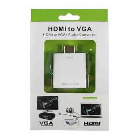 Перехідник HDMI M -> VGA F (з аудіо інтерфейсом) додаткове живлення micro USB, білий RTL Вінниця