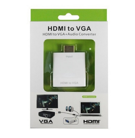 Перехідник HDMI M -> VGA F (з аудіо інтерфейсом) додаткове живлення micro USB, білий RTL Вінниця - фото 4