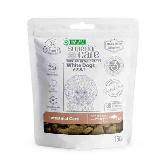 Nature's Protection Superior Care White Dogs Intestinal Care Ласощі для дорослих собак із білим забарвленням з білою рибою та рисом, 150 г Київ