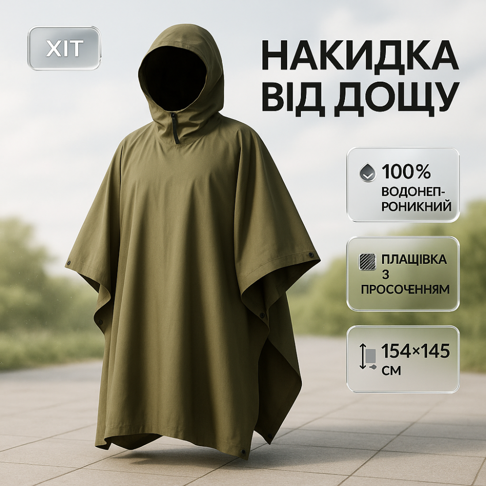 Дощовик всу, Дощовик плащ-намет, дощовий спеціальний Качественный дождевик пончо плащ-палатка HP-82 Львів - фото 18