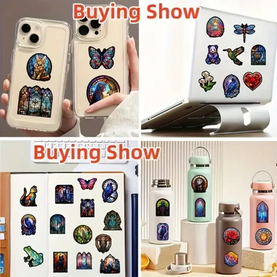 Набор рождественских наклеек 60 шт – праздничные наклейки с Сантой, животными и декором Киев