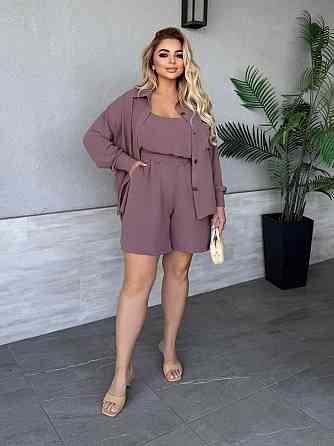 Женский базовый прогулочный летний костюм американский креп. Шоколад, 50/52 Одесса