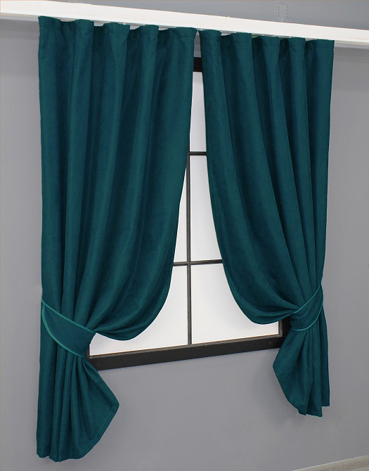 Комплект коротких штор VR-Textil Микровелюр Petek № 1494ш Изумрудный 140х170 см 2 шт (35-0222) Киев - изображение 10