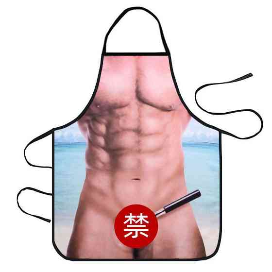 Фартук мужской с приколом с принтом мужской торс 75 на 55 см разноцветный Киев