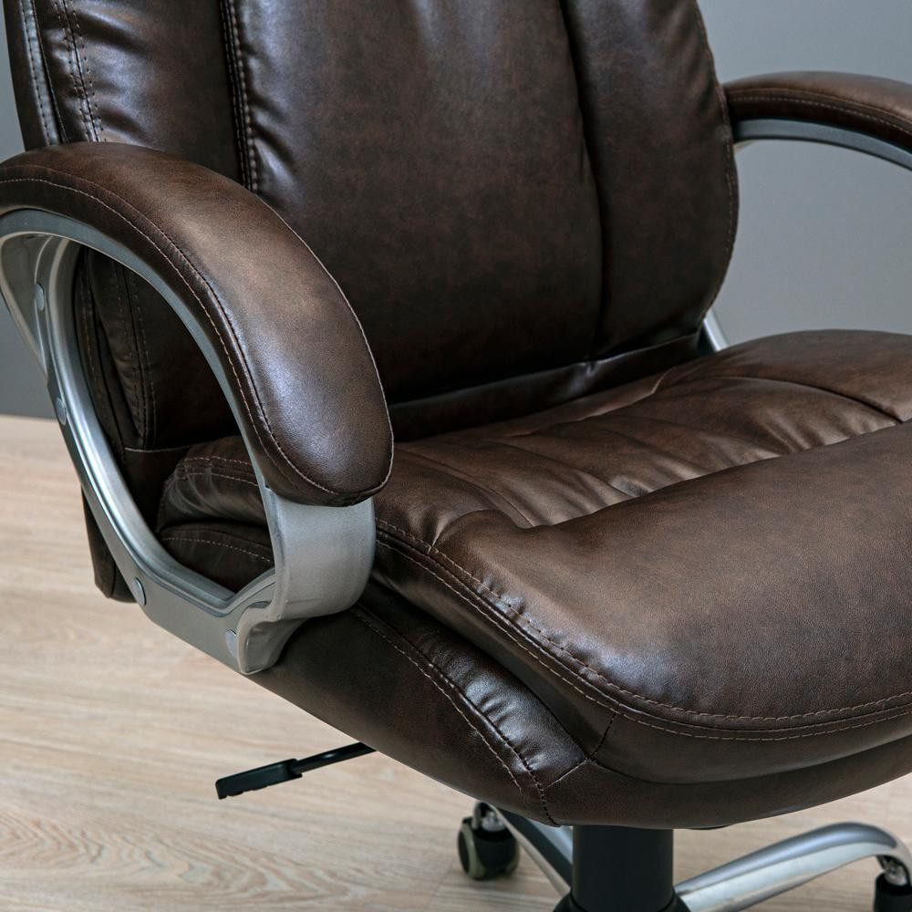 Офісне крісло керівника Elite ProDesign Хром Tilt М-1 Екошкіра Brown (Прогумовані колеса) Днепр - изображение 6
