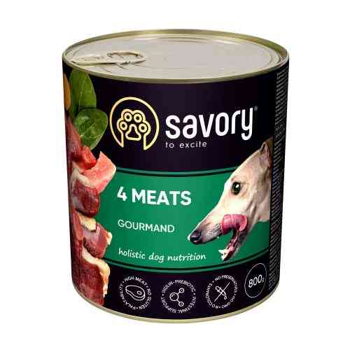 Корм вологий Savory Dog Gourmand 4 meats паштет для дорослих собак усіх порід з чотирма видами м’яса 800 г Київ