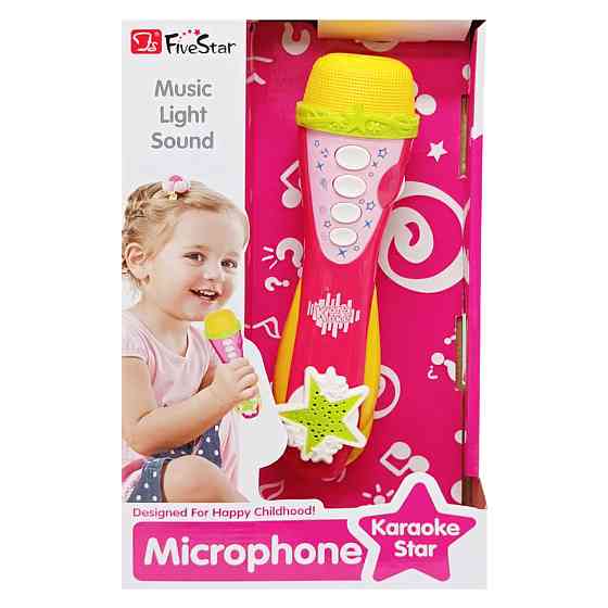 Детский игрушечный микрофон 34564AB(Pink) звук, музыка, регулятор громкости Винница