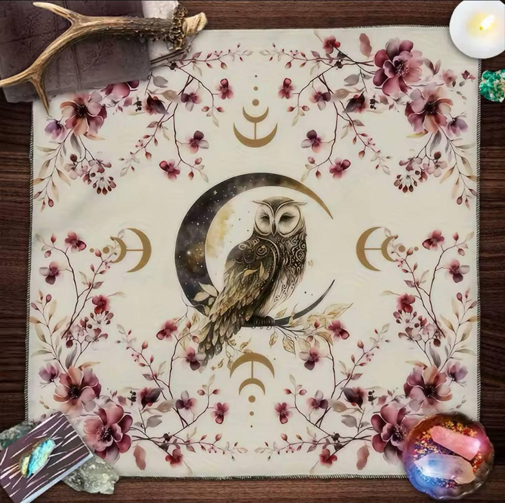 Алтарная скатерть для карт Таро и Рун Сова. Скатерть для гадания 50*50 см. Скатерть для эзотерики Киев - изображение 2