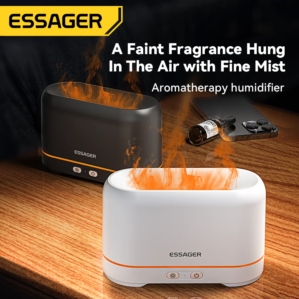 Зволожувачі повітря ESSAGER Flame Aromatherapy Humidifier Black Одеса - фото 8