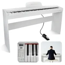 Піаніно (синтезатор) Mielczewski Pianino cyfrowe 88 ważonych klawiszy ze statywem ARIA II białe Київ - фото 1