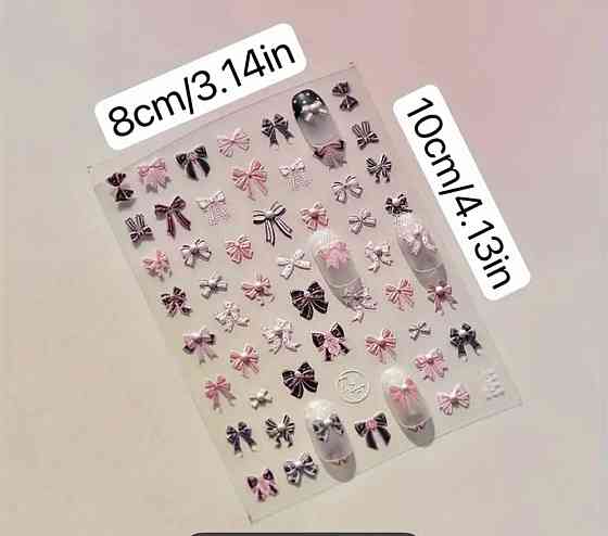 Набір 3D стікерів для нігтів з бантиками Київ