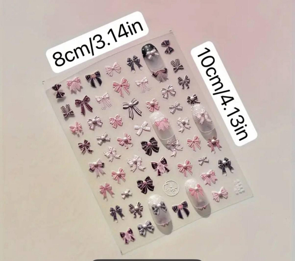Набір 3D стікерів для нігтів з бантиками Київ - фото 2