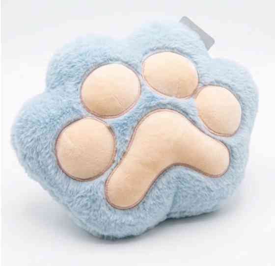 Подушка лапка 30×20 см — м'яка плюшева подушка у формі котячої лапки, антистрес, іграшка-обіймашка Блакітний Київ