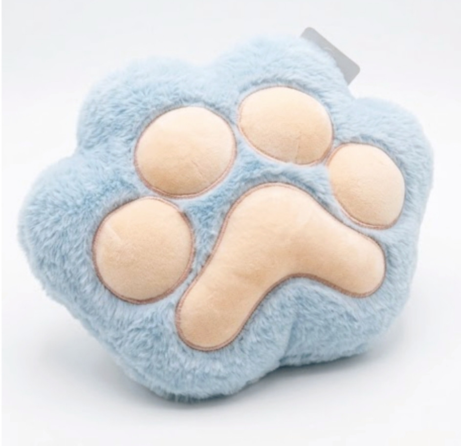 Подушка лапка 30×20 см — м'яка плюшева подушка у формі котячої лапки, антистрес, іграшка-обіймашка Блакітний Київ - фото 1