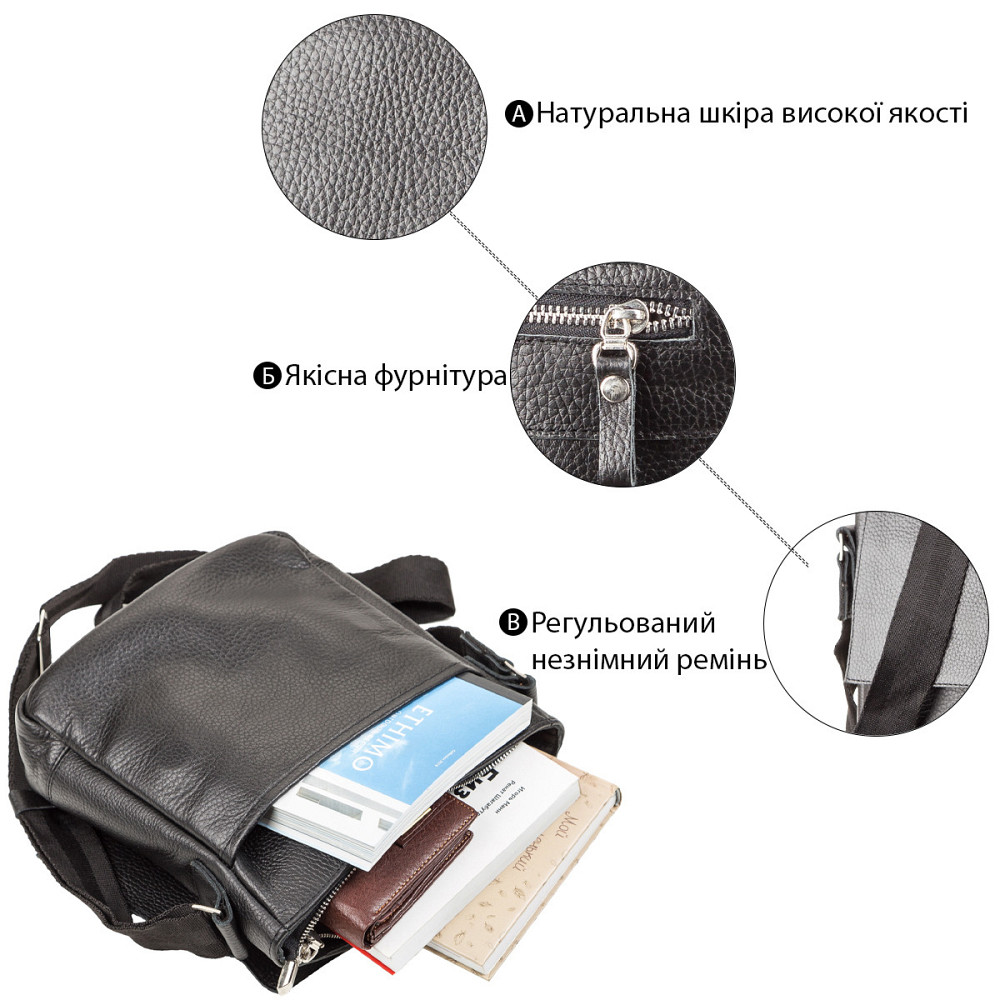 Сумка з натуральної шкіри Чорна (SHVIGEL) Київ - фото 8