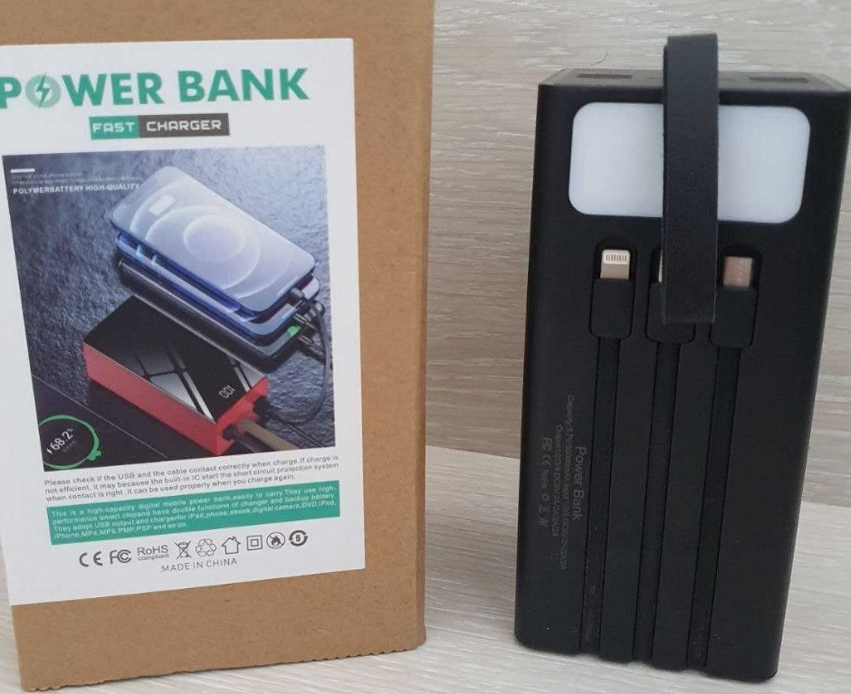 Мощный павербанк 50000mAh с кабелями и  фонариком. Быстрая зарядка. Киев - изображение 2