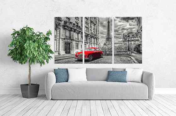 Модульная картина в гостиную / спальню  Червона машина   ART-256_3A 70х130 см Киев