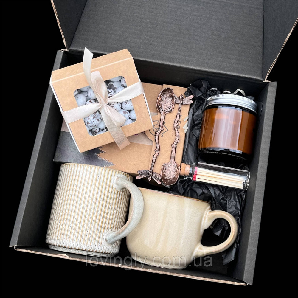 Стильный подарочный бокс для пары - чай, чашки и свеча Ирпень - изображение 3