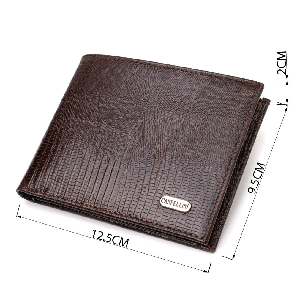 Зручне чоловіче портмоне із натуральної фактурної шкіри Коричневий (CANPELLINI) Київ - фото 7