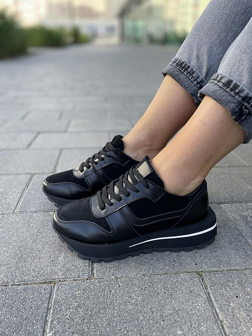 Molly Кроссовки женские MOLLY черные натуральная кожа+замша весна-осень 37р.38р.39р. (5237) Коломия - фото 8