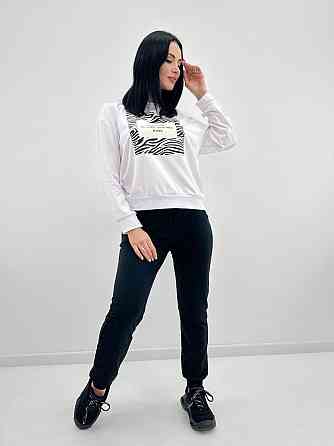 Трикотажный спортивный костюм с принтом Condor батал 54-56, Белый+черный Киев