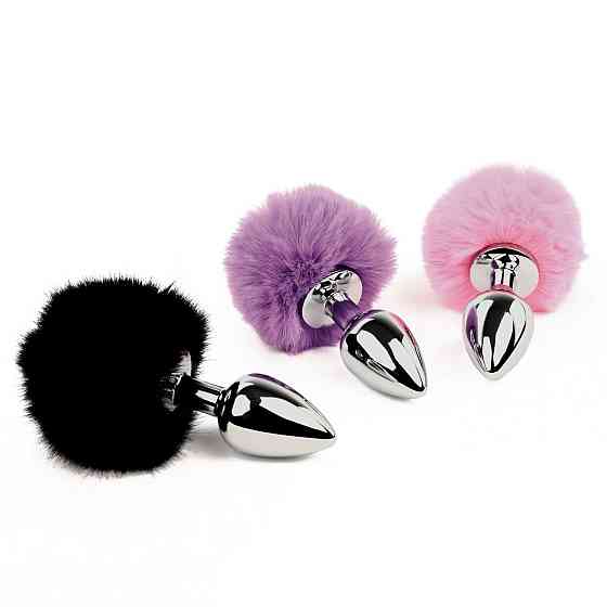 Анальна пробка FeelzToys - Bunny Tails Butt Plug Black Sex Aura Київ