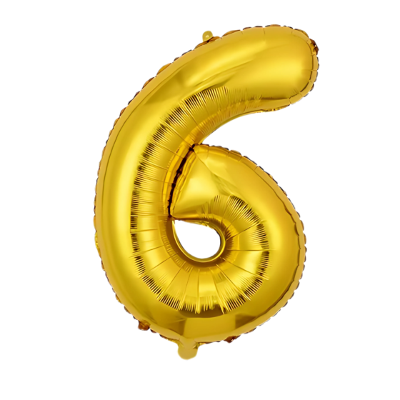 Воздушный шар в виде цифры 6 золотой,32 дюйма, фольгированый, праздничный для дня рождения, годовщин юбилеев Каменец-Подольский