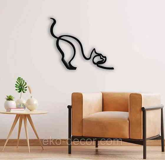 Декоративное настенное Панно «Кот» Декор на стену 70*57 см, Черный Киев